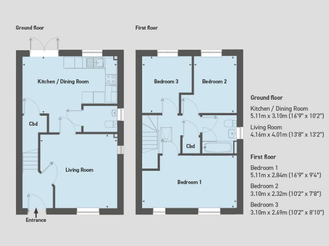 Floor plan 3 bedroom house - artist's impression subject to change